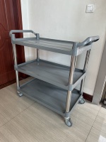 Troli Sajian dari Baja Anti Karat & Plastik Food Grade dengan Kapasitas 200KG, Finishing Perak untuk Hotel dan Restoran
