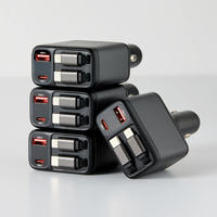 Cargador de Coche Retráctil 4 en 1 ReelKit, Adaptador de Vehículo Multi Puerto USB-C con Cable Retráctil para Abarth 500 2008-2016 iPhone