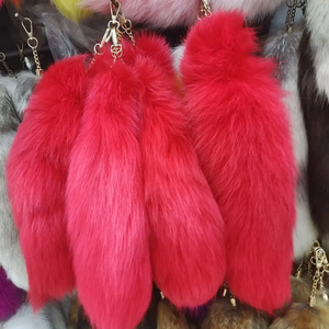 Gran oferta, llavero de cola de zorro a la moda, borla de piel de cola de Lobo, etiqueta de bolso, negro y marrón Pompón, llavero, soporte, correa, cadena, regalos - Product Image 4
