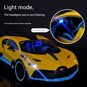 <span class=keywords><strong>Bugatti</strong></span> <span class=keywords><strong>Divo</strong></span> 1:18 alliage moulé sous pression modèle de voiture son lumière pullback avec roue avant ouverte direction métal modèle de voiture jouets - Product Image 4