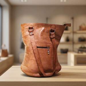 Genuine Leather Women's Tote Bag Classic Style <b>Soft</b> Handle Zipper Closure Durable Multi-Function Brown - Product Image 3