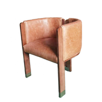 Chaise de salle à manger vintage en cuir véritable marron chaises de salle à manger de luxe en bois salon café restaurant chaises de détente intérieures