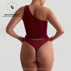 Vêtements de sport personnalisés OEM de haute qualité, 95% polyester, 5% élasthanne, haut de sport asymétrique pour yoga, débardeur de sport long pour femme - Product Image 6