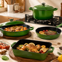 Ensemble d'ustensiles de cuisine en fonte émaillée pour les programmes de vente au détail, la personnalisation de marque et la fourniture en gros aux cuisiniers