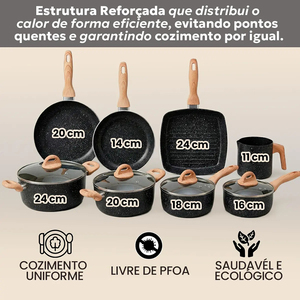 Juego de Ollas y Sartenes de Cerámica Moderna con Revestimiento de Mármol, Tapas de Vidrio, Asas de Baquelita, Antiadherente, 6 Piezas, de Aluminio, Compatible con Inducción - Product Image 2