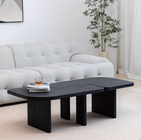 Table basse en bois noir style Wabi-Sabi, forme irrégulière moderne, design papillon spécial pour salon