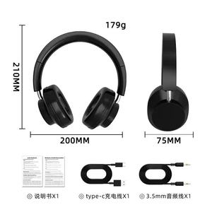 Auriculares Inalámbricos Plegables con Cancelación de Ruido Activa (ANC), Compatibles con Tarjeta TF, Bluetooth, Auriculares Supraaurales con Bajos Profundos, Auriculares para Juegos - Product Image 2