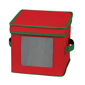 Organizzatore per feste cina cassone portaoggetti con robusto tessuto rosso verde rifiniture maniglie coperchio per piatti di natale scatole e bidoni
