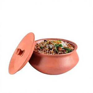 Terracotta Biryani <b>Pot</b> Durable Modern <b>Clay</b> Cookware Glass Cover Oven Safe Dishwasher Safe 4-Litre Healthy Eco-Friendly Gas - Product Image 1