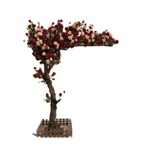 Pohon Bunga Mawar Plastik Buatan, Pohon Bunga Mawar untuk Dekorasi Pernikahan, QSLHPH-853 Ide Baru