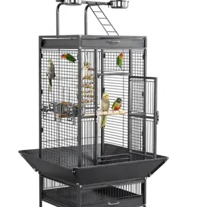 Prix de gros bon marché Cage pour perroquets à oiseaux en fil métallique noir argenté pour animaux de compagnie Cage pour perroquets d'extérieur