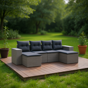 Set Divano da Giardino in Rattan Moderno, Arredamento da Esterno a 4 Posti, Design Contemporaneo, Colore Grigio, Sedute Durevoli per Patio - Product Image 2