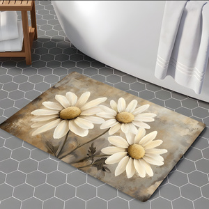 Alfombra de Baño de Diatomita - Elegante Diseño de Tres Margaritas Blancas, Antideslizante, de Secado Rápido Adecuado para Entrada, Baño - Product Image 1
