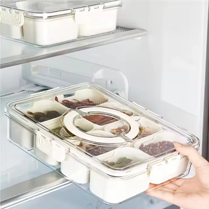 2025 xách tay Stackable nhựa 8 lưới rõ ràng Snack hộp <span class=keywords><strong>container</strong></span> thực phẩm lưu trữ hộp chia phục vụ khay với nắp và xử lý - Product Image 2