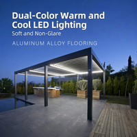 Pergola en alliage d'aluminium pour patio extérieur, auvent rétractable intelligent, résistant au vent, avec lames orientables et éclairage intégré