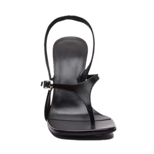 Nouvelles sandales à talons aiguilles de luxe pour femmes 2025 – Chaussures habillées sexy en cuir noir avec bride fine et talon léger - Product Image 3