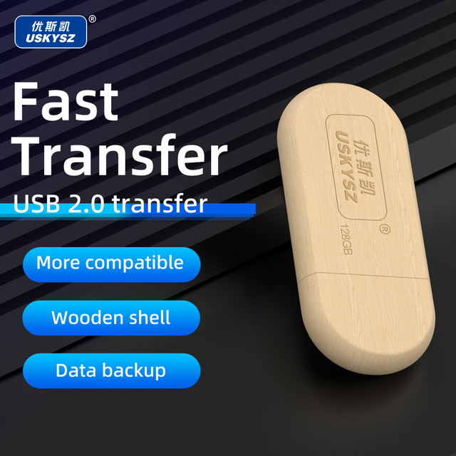 No LOGO Customizable LOGO Wood USB Flash Drive with Wood Box 2.0 3.0 Memory USB 4GB 16GB 32GB 64GB 128GB Eco-friendly Pendrive