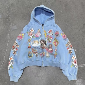 Hoodie court zippé Righteous Risen King, haute qualité, personnalisé, style Hip Hop, fabricants de hoodies 100% coton pour hommes - Product Image 1
