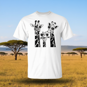 T-shirt coordinata per la famiglia con giraffe e occhiali da sole, per vacanze e safari - Product Image 3