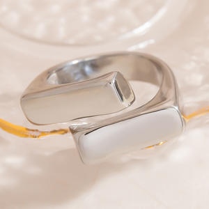 Stainless Steel Geometric <b>Ring</b> Open Design Women's Fashion Jewelry Index Finger <b>Ring</b> Minimalist Style Silver Color - Product Image 3