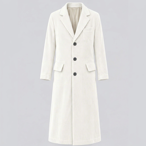 Women's whit Colour Long <b>Coat</b> Full Sleeve Button Closure - Product Image 1