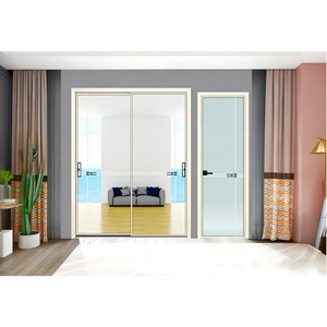 Porte coulissante en <span class=keywords><strong>verre</strong></span> pour armoire, fonctionnement silencieux, <span class=keywords><strong>cadre</strong></span> en alliage titane-magnésium, <span class=keywords><strong>double</strong></span> <span class=keywords><strong>verre</strong></span> trempé pour hôtels, appartements et entrées. - Product Image 5
