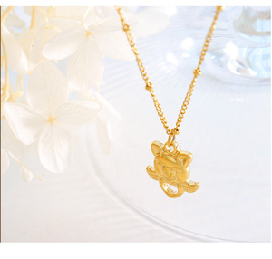 สร้อยคอจี้รูปสิงโตน้อยน่ารัก สร้อยคอเหล็กกล้าไร้สนิมสำหรับเด็กผู้หญิง ไม่หมอง พร้อมถุง OPP สำหรับผู้หญิง - Product Image 4