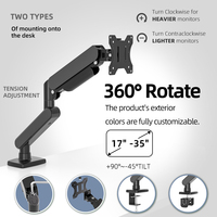Bras de moniteur en gros pour écrans de 17 à 35 pouces, support à ressort à gaz et bras en aluminium de qualité supérieure, sélection de charge double 0-6 kg et 2-9 kg