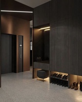 Armoire à chaussures en bois noir avec un design contemporain simple pour appartement et hall d'hôtel