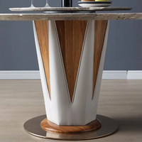Ensemble de table et de chaises à manger modernes en bois stable, convertible, pour hôtel, villa, maison, avec bord poli