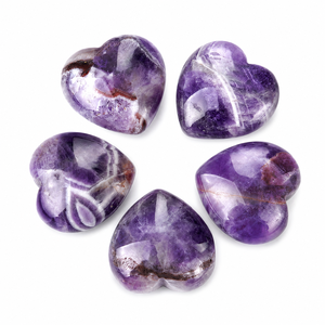 Ciotola in Ametista Naturale Lucidata a Forma di Cuore da 30MM, Tendenza Moda, Oggetto d'Arte e da Collezione, Fantastica Gemma Intagliata Fai-da-te, Vendita all'Ingrosso - Product Image 1
