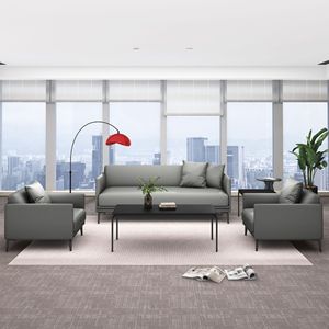 Sofá de oficina Aobin de tres plazas, gris, moderno, para sala de reuniones de negocios. - Product Image 3