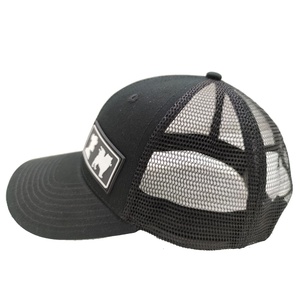Custom PVC Patch Trucker Hat 6 Panel <strong>Black</strong> Cotton Front Mesh Back Baseball Cap with Underbrim Print &amp; Woven <strong>Label</strong> - Product Image 1