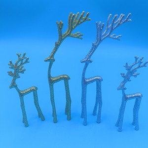 Christmas Deer Figurines Metallic Finish Home Decor Living Room Business Gifts Set Of Four Sizes - Product Image 1