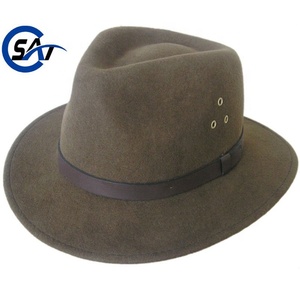 Autunno inverno 100% lana Australiana <span class=keywords><strong>safari</strong></span> cappello con fascia di cuoio reale - Product Image 3