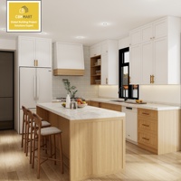 Armoires de cuisine en bois massif de style personnalisé CBMmart, design moderne à effet bois