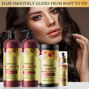 KORMESIC Private Label Argan Oil & Keratin Scalp Nourishing Hair Care Wash Set Moisturizing Anti-Dandruff Essence Shampoo Mask - Product Image 2