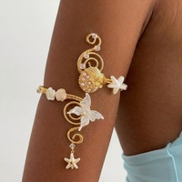 Bracelet manchette en fer plaqué or SA Jewelry avec breloque coquillage fleur rose style bohème pour femme, cadeau de fête, vente en gros