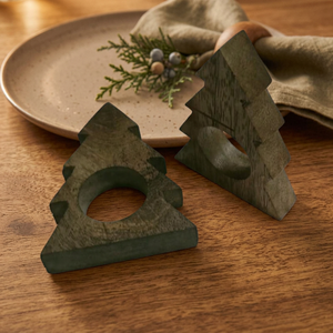 Anillos de Servilleta de Madera al por Mayor, Añaden un Toque Acogedor a las Reuniones, Juego de Anillos con Forma de Árbol de Navidad, Grabado con Logotipo Personalizado - Product Image 1