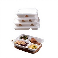 Boîtes à lunch jetables compartimentées en gros, emballages à emporter en pulpe biodégradable, modèle TM-624546632667 pour la restauration rapide