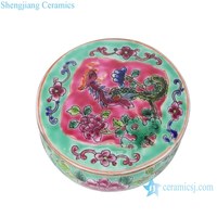 RZFA46-A Pot de rangement miniature en céramique rond sous glaçure, design traditionnel chinois, décoration d'intérieur en porcelaine colorée de Jingdezhen