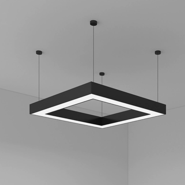 Modern Square Hollow LED Pendant Light 40W 60W 80W 100W Dimmable Remote Control Adjustable Height Commercial Ceiling Light