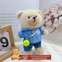 Boneka Beruang Teddy dengan Pakaian dan Topi Matahari, Bahan Katun dan Poliester yang Lembut dan Nyaman