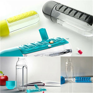 7デイリーピルボックスウォーターボトルカップケースカプセルオーガナイザープラスチックピルボトルスクリーン印刷レッドピンクイエローイージーオープンエンドYH - Product Image 5