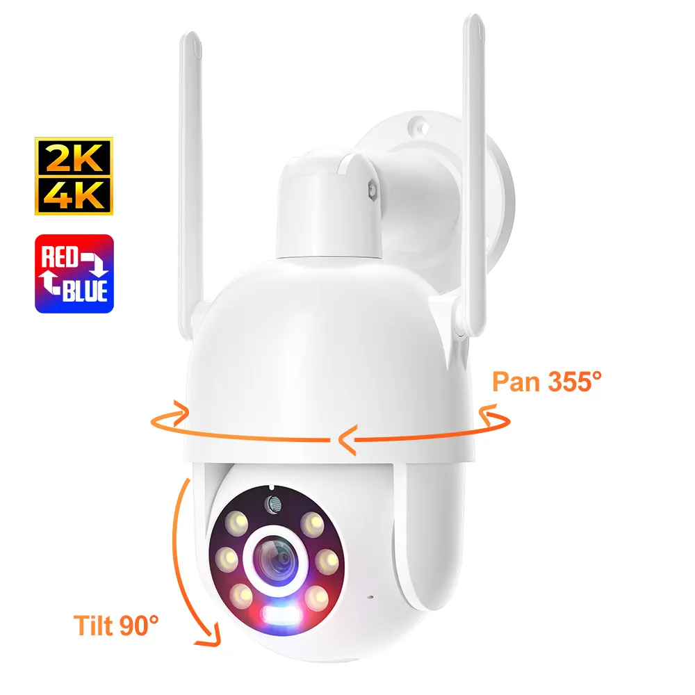 Ультра Hd 4K 8Mp Wifi Ip Ptz камера с автоматическим отслеживанием цвета ночного видения беспроводная наружная Ai камера