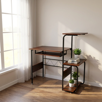 Bureau d'ordinateur extensible et pliable, un bureau d'ordinateur en bois multi-niveaux avec plateau