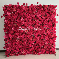 Tissu EG-WD119-1 3d Artificielle Pas Cher Enrouler Fleur Mur Toile de Fond Rouge Fleur Artificielle Panneau Mural