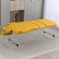 Table de massage pliante jaune à 3 sections avec trou pour le visage, table de thérapie pour salon de beauté, spa, physiothérapie, studio de tatouage, usage domestique
