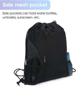 Mochila Cinch con logotipo personalizado 2024, Mochila deportiva de poliéster 210D colorida de alta calidad, bolsa de gimnasio con cordón impermeable y cremallera portátil - Product Image 5