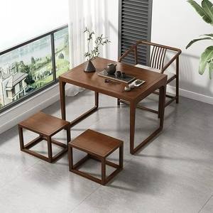 Ensemble table et chaises de balcon de style chinois, table carrée en bois massif, ensemble moderne et minimaliste pour salon - Product Image 4